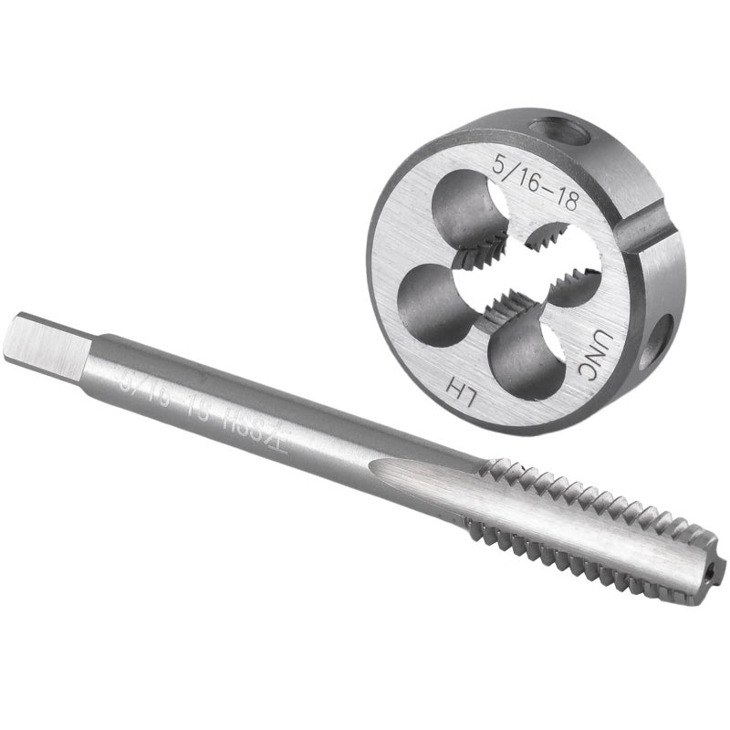Burkit 51618 UNC Tap and Die Set Left Hand 516 x 18 UNC Machine Thread Tap and Round Die
