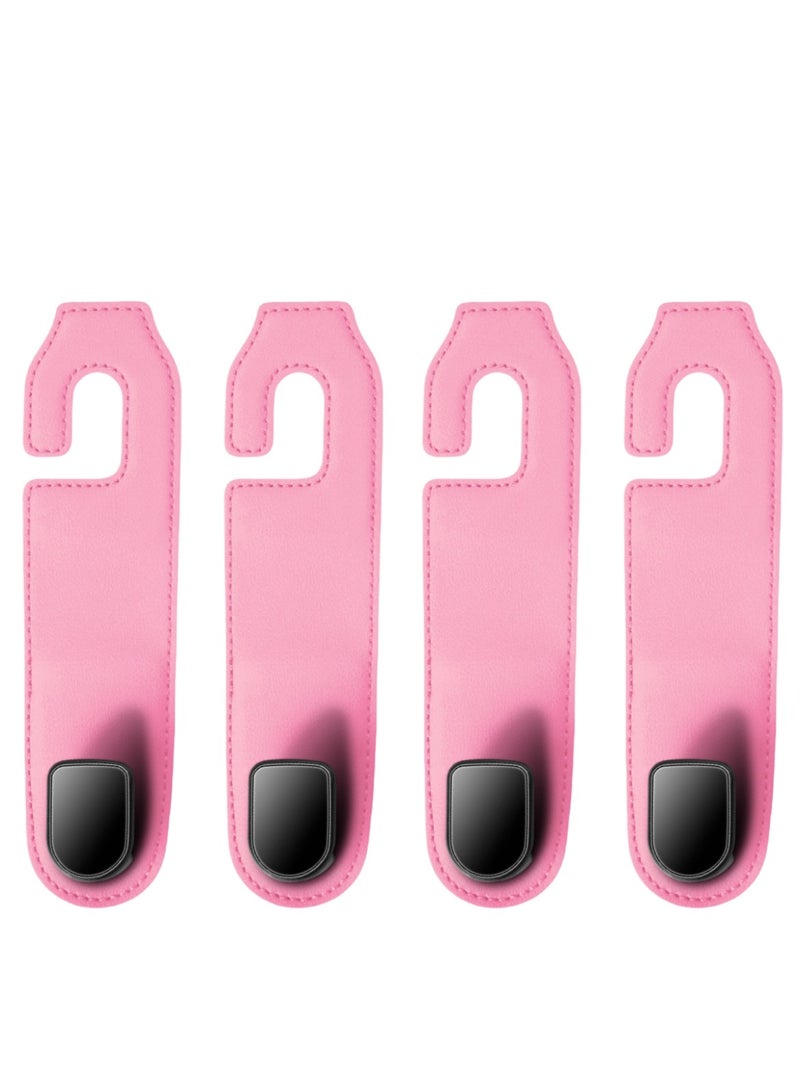 طقم خطافات تعليق للمقاعد الخلفية تناسب جميع السيارات مكون من 4 قطع,خطافات رأس السيارة، خطاف منظم المقعد الجلدي للسيارة، حامل منظم للحقيبة والملابس والقبعة، 44 رطل من الفولاذ المقاوم للصدأ.    وردي - Image 1