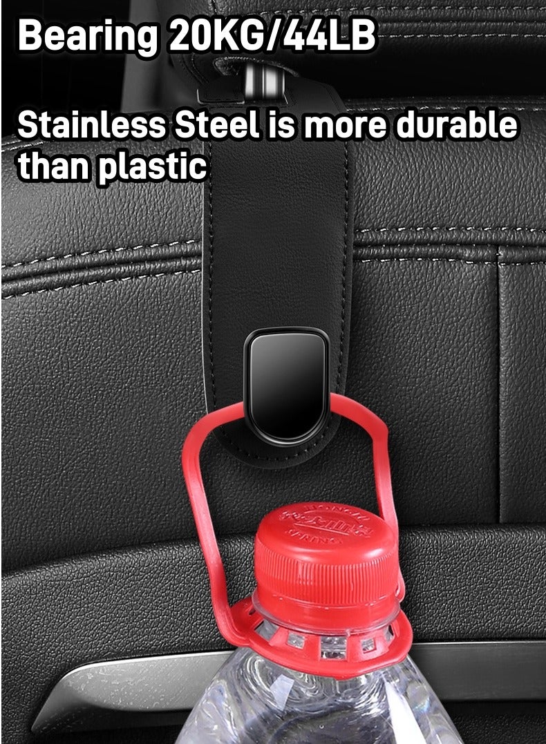 طقم خطافات تعليق للمقاعد الخلفية تناسب جميع السيارات مكون من 4 قطع,خطافات رأس السيارة، خطاف منظم المقعد الجلدي للسيارة، حامل منظم للحقيبة والملابس والقبعة، 44 رطل من الفولاذ المقاوم للصدأ.    وردي - Image 2