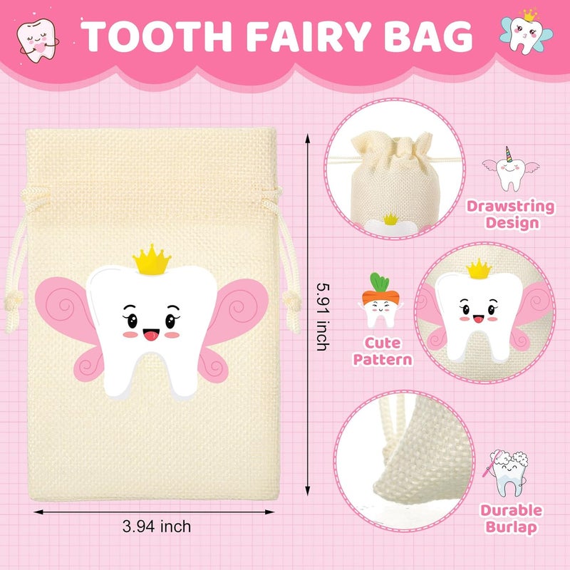 Equsion 3 Pcs Tooth Fairy Gifts for Girls and Boys Tooth Fairy Box Coin Unicorn Bag with Gold Foil Reward Coins Wood Baby Keepsake Box for Lost Teeth Kids Birthday Gift - Image 2
