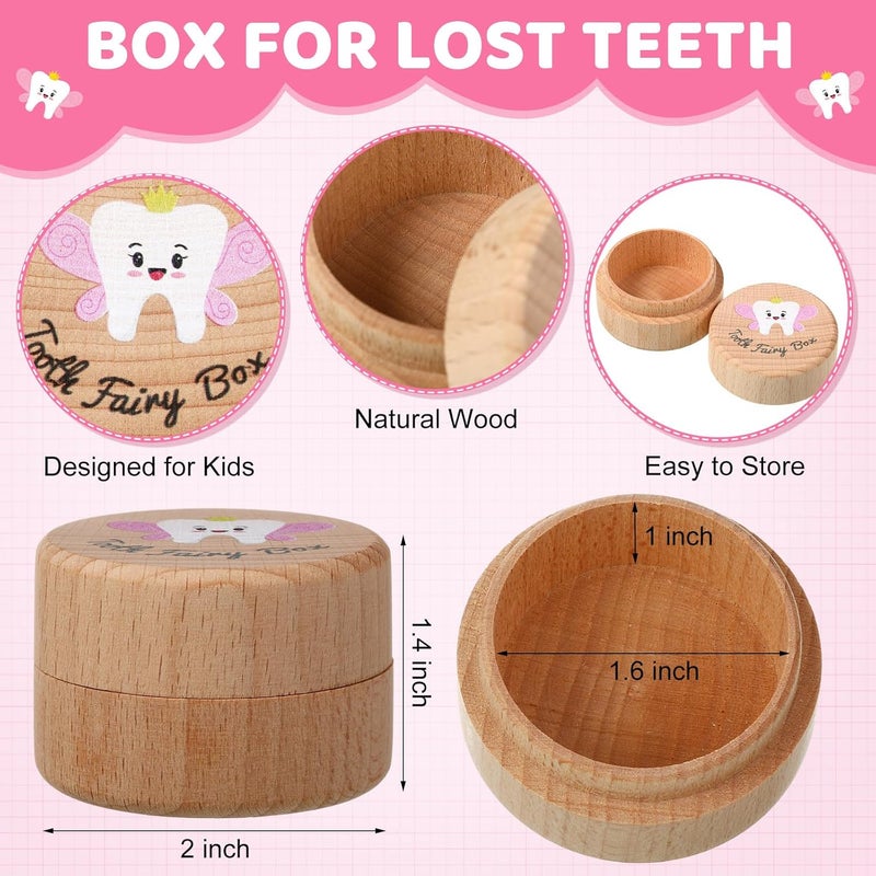 Equsion 3 Pcs Tooth Fairy Gifts for Girls and Boys Tooth Fairy Box Coin Unicorn Bag with Gold Foil Reward Coins Wood Baby Keepsake Box for Lost Teeth Kids Birthday Gift - Image 3