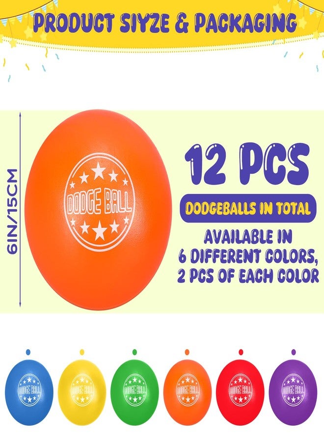 Jerify 12 Pcs Foam Dodgeball Set 6 Inch Soft Skin Foam Playground Dodgeballs Bulk, Low Density for Non Sting Dodgeball Sports Equipment for Kids and Adults - Image 2