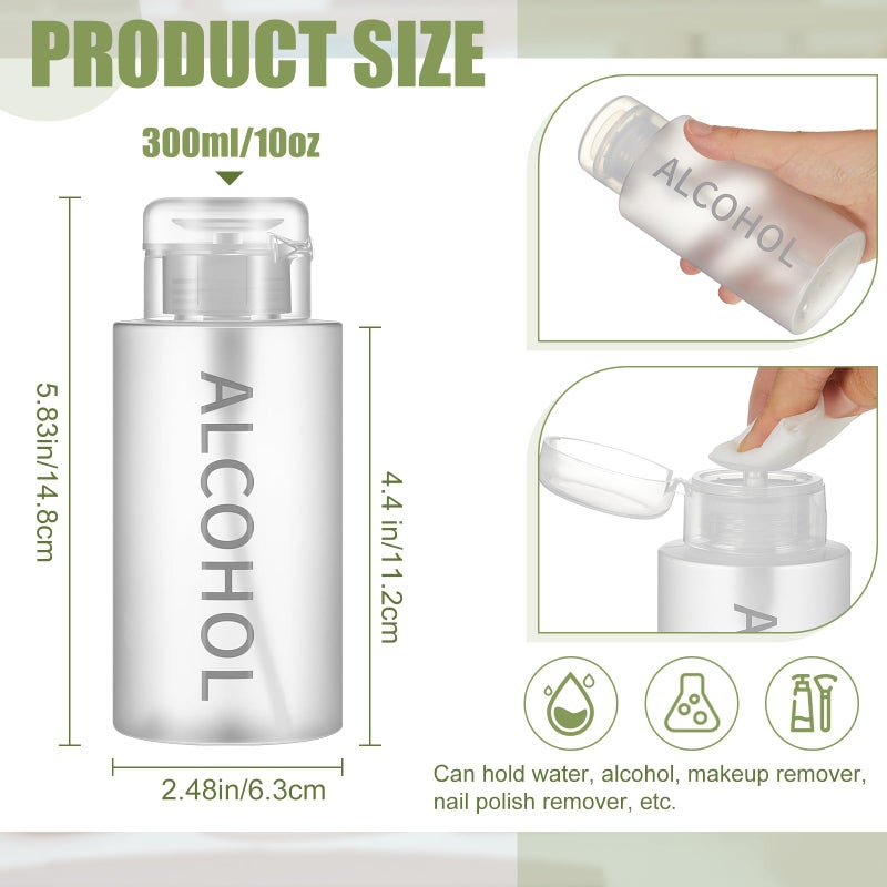 Layhit 1 Pcs 10 Oz Alcohol Pump Dispenser Bottle Alcohol Dispenser Push Down Liquid Dispenser Empty Pumping Bottle Refillable Cosmetic Container For Personal  Salon  Nail Care  Hospital Use - Image 2