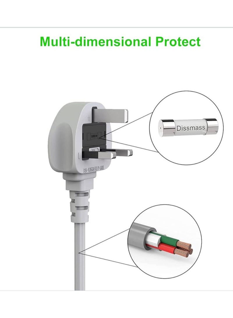 شريط طاقة بثلاثة منافذ، كابل 3 متر، منفذي USB، منفذ واحد من النوع C، أجهزة منزلية، مكتب، شاحن جوال، كمبيوتر محمول، كمبيوتر - Image 5