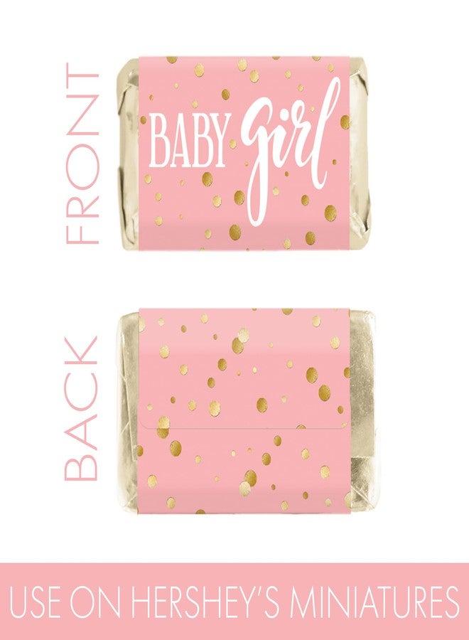 دسكتيكتفز أغلفة شوكولاتة صغيرة وردية وذهبية لحفل استقبال مولودة جديدة، ملصقات حلوى لتوزيعات حفلات استقبال المولودة الجديدة - 42 قطعة - Image 3