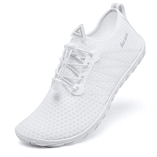 Racqua Men&Women Water Shoes Breathable Barefoot Pool Shoes Outdoor Windsurfing Beach Volleyball Sailing Beach Swim Shoes White 7.5 Women/6.5 Men - Image 1