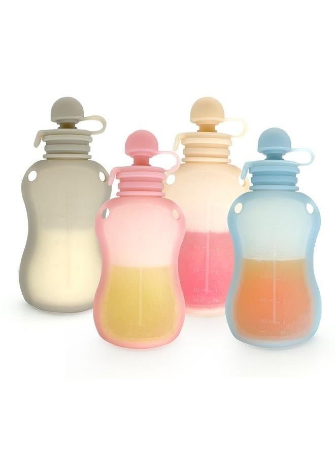 Silicone Reusable Baby Food Pouches , Leakproof Refillable Squeeze Pouches, Dishwasher, Freezer, Microwave Safe, Baby Food Storage for Homemade Puree, Yogurt (one size, Count, 4)150ml - Image 1