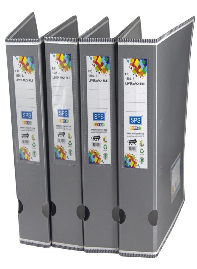 SPS Unbreakable Plastic Lever Arch Box File for Legal, FC, and A4 Papers,100% Virgin Plastic (Pack of 4, Grey) - Image 2