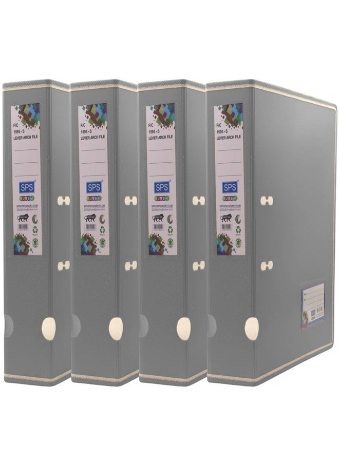 SPS Unbreakable Plastic Lever Arch Box File for Legal, FC, and A4 Papers,100% Virgin Plastic (Pack of 4, Grey) - Image 3