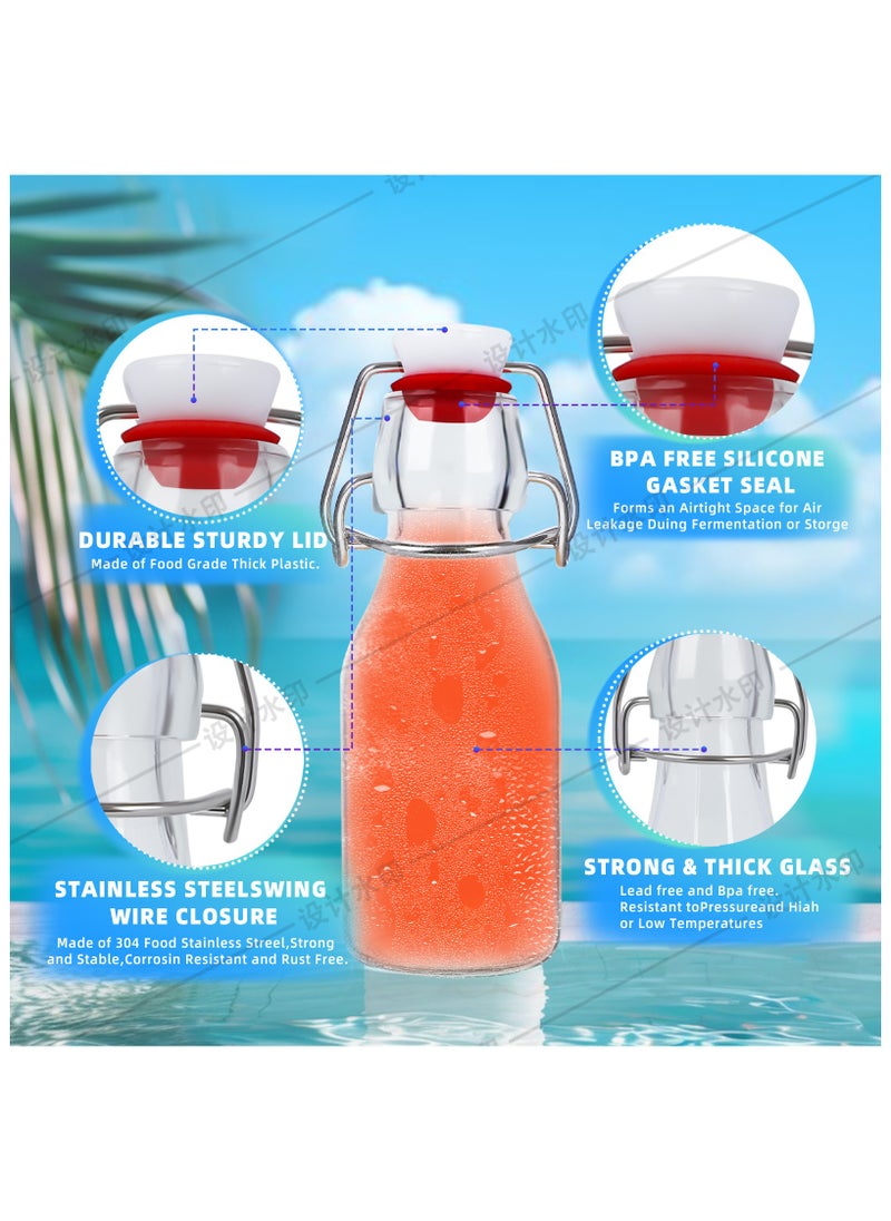 SKYLINK - 12Pack 4oz Swing Top Glass Bottles with Airtight Flip Caps, Reusable Mini Glass Bottles for Kombucha, Kefir, 2nd Fermentation, Beverages, Soda, Oil, Vinegar, Vanilla Extract - Image 1