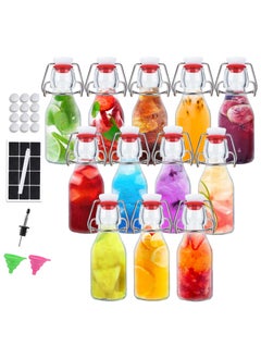 12Pack 4oz Swing Top Glass Bottles with Airtight Flip Caps, Reusable Mini Glass Bottles for Kombucha, Kefir, 2nd Fermentation, Beverages, Soda, Oil, Vinegar, Vanilla Extract