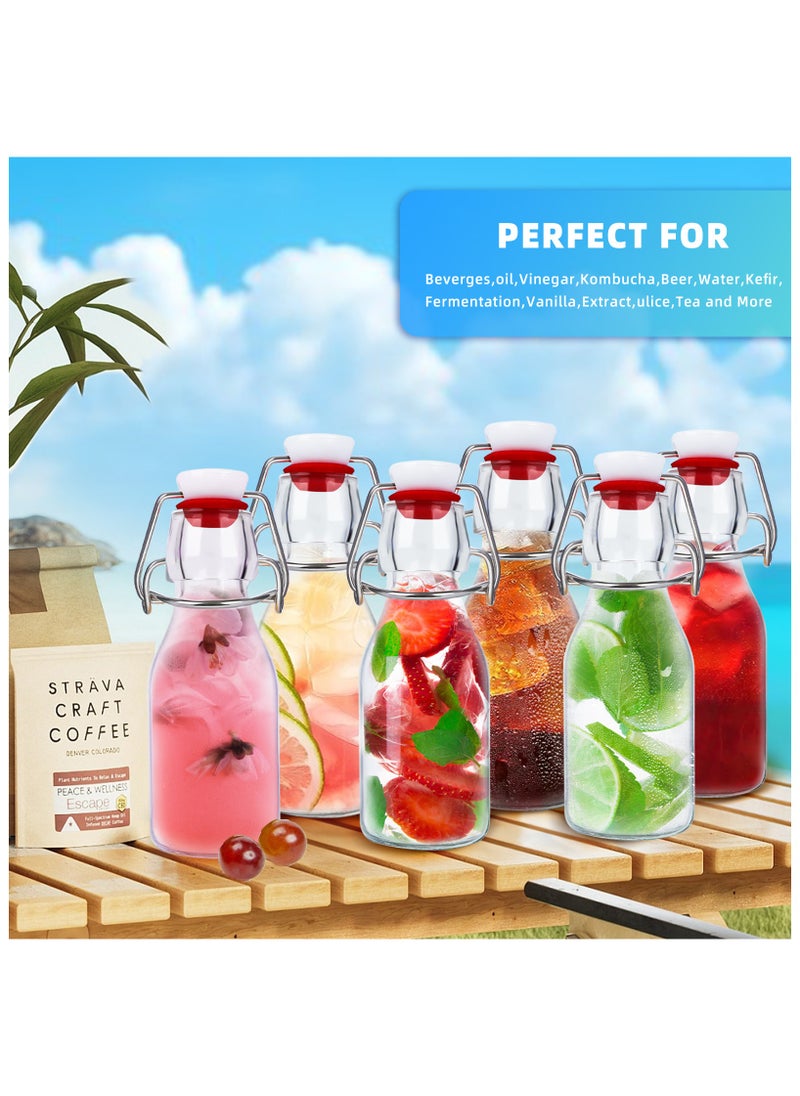 SKYLINK - 12Pack 4oz Swing Top Glass Bottles with Airtight Flip Caps, Reusable Mini Glass Bottles for Kombucha, Kefir, 2nd Fermentation, Beverages, Soda, Oil, Vinegar, Vanilla Extract - Image 1