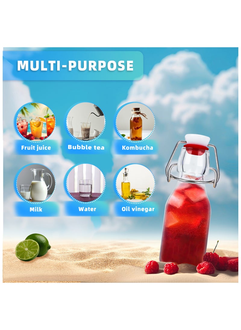 SKYLINK - 12Pack 4oz Swing Top Glass Bottles with Airtight Flip Caps, Reusable Mini Glass Bottles for Kombucha, Kefir, 2nd Fermentation, Beverages, Soda, Oil, Vinegar, Vanilla Extract - Image 1