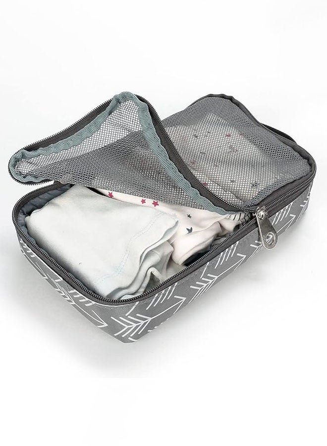 Diaper Bag Set Of 6 With Stroller Hooks And Nappy Changing Mat Nappy Baby Bag Travel Beach Shopping Baby Bag Multifunctional Mummy Bag Cosmetic Wet Dry Pouch(Grey)  - Image 4