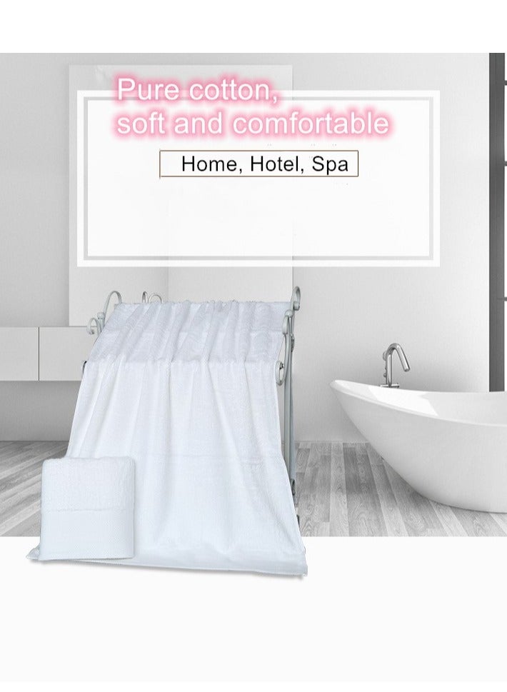 فوطتان حمام من القطن الخالص باللون الأبيض 80*150 سم، 700 جرام، عالية الجودة، سريعة الجفاف وعالية الامتصاص، مناشف حمام سميكة للاستخدام المنزلي والفنادق وصالونات التجميل - Image 2
