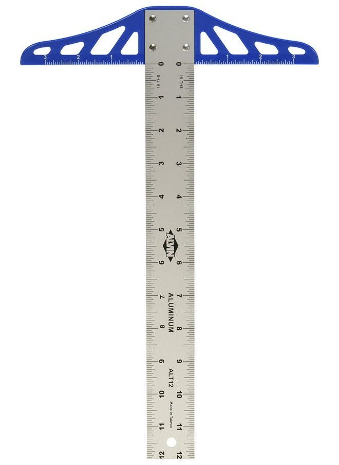 Alvin - Alt12 Aluminum Graduated Tsquare Drawing And Design Tool For Students And Professionals Great For Carpentry Drafting Architecture Engineering And Art 12 Inches - Image 1