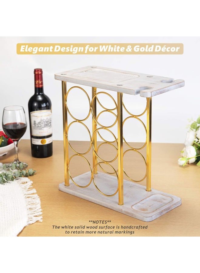 ALLCENER Freestanding Wine Rack with Glass Holder (Gold) - Image 2