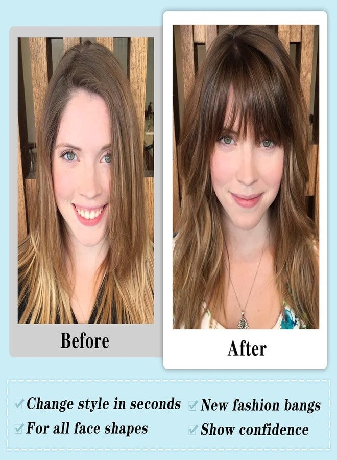 NAYOO Bangs Hair Clip - Brown Fake Bangs 100% Real Human Hair Extensions Wispy Bangs for Women Fringe with Temples Hairpieces Curved Bangs for Daily Wear(Brown, Wispy Bangs) - Image 5