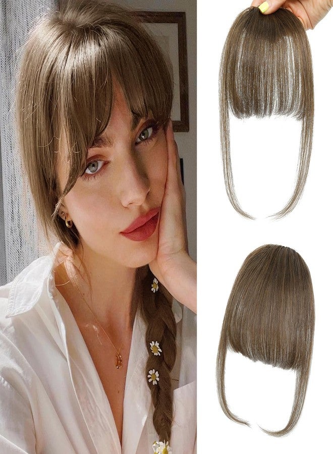 NAYOO Bangs Hair Clip - Brown Fake Bangs 100% Real Human Hair Extensions Wispy Bangs for Women Fringe with Temples Hairpieces Curved Bangs for Daily Wear(Brown, Wispy Bangs) - Image 1