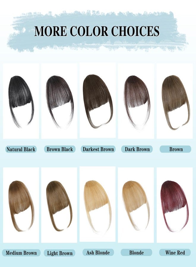 NAYOO Bangs Hair Clip - Brown Fake Bangs 100% Real Human Hair Extensions Wispy Bangs for Women Fringe with Temples Hairpieces Curved Bangs for Daily Wear(Brown, Wispy Bangs) - Image 4