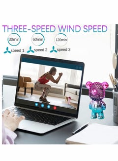 General Handheld Fan Portable Fan Mini Hand Held Fan with USB Rechargeable Battery 3 Speed Personal Desk Table Fan with Base Handheld Fan for Outdoor Travelling or Indoor Office Home Green  - Image 3