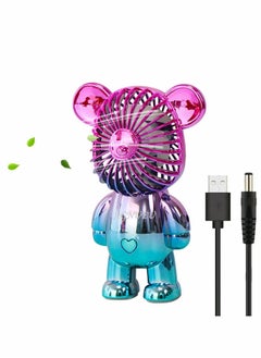 General Handheld Fan Portable Fan Mini Hand Held Fan with USB Rechargeable Battery 3 Speed Personal Desk Table Fan with Base Handheld Fan for Outdoor Travelling or Indoor Office Home Green  - Image 1