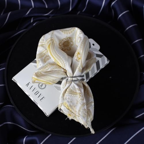 Kovove Kavove Elegant White Paisley Pocket Square For Men - Image 2