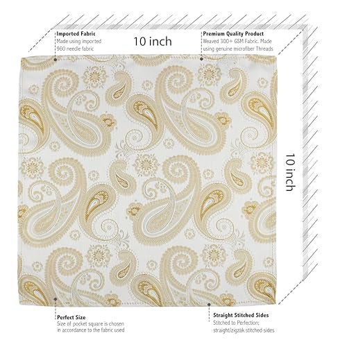 Kovove Kavove Elegant White Paisley Pocket Square For Men - Image 5