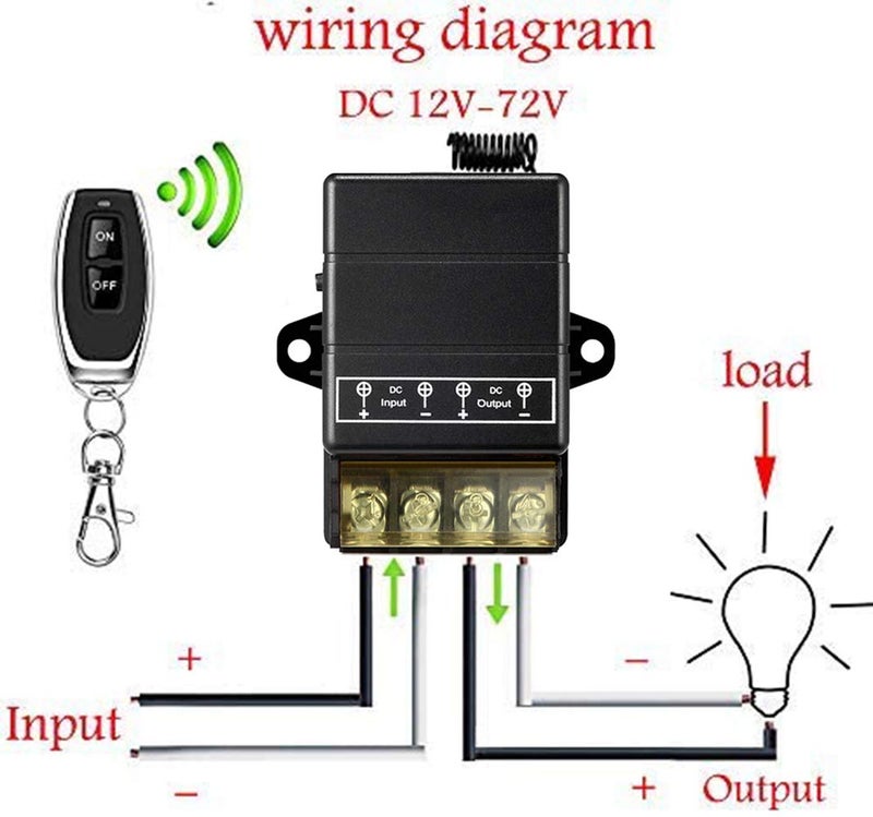 donjon VONVOFF 12v Remote Control Switch,Low Voltage DC12V/24v/48v/72V 30A Wireless Remote Relay Switch Kit with 328ft Long Range for Pump,Lights,Fan, Motor,Security Systems Roller Lind Door, etc (Black) - Image 3