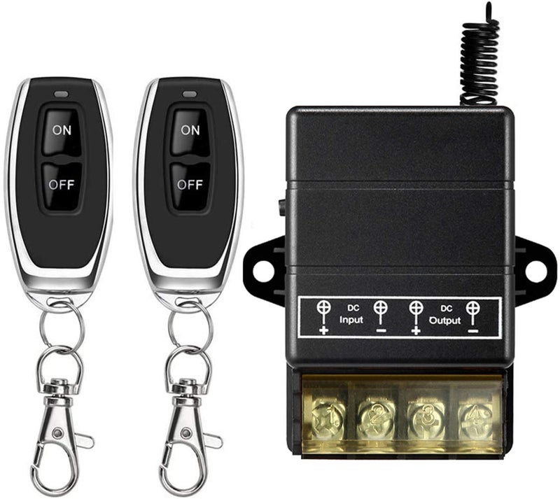 donjon VONVOFF 12v Remote Control Switch,Low Voltage DC12V/24v/48v/72V 30A Wireless Remote Relay Switch Kit with 328ft Long Range for Pump,Lights,Fan, Motor,Security Systems Roller Lind Door, etc (Black) - Image 1