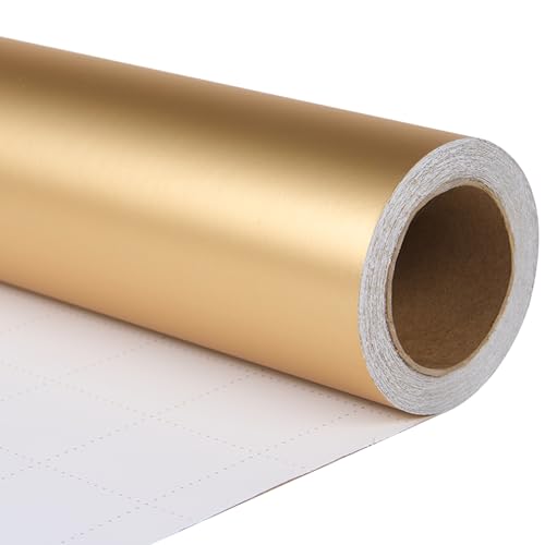 ZINTBIAL Metallic Gold Wrapping Paper Roll with Cut Lines Solid Gold Holiday Gift Wrap for Graduation Birthdays Baby Shower Wedding Christmas 175 in x 33 ft 48 sq ft Easy to Cut - Image 2