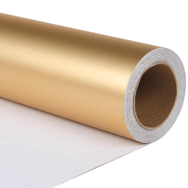 ZINTBIAL Metallic Gold Wrapping Paper Roll with Cut Lines Solid Gold Holiday Gift Wrap for Graduation Birthdays Baby Shower Wedding Christmas 175 in x 33 ft 48 sq ft Easy to Cut - Image 3
