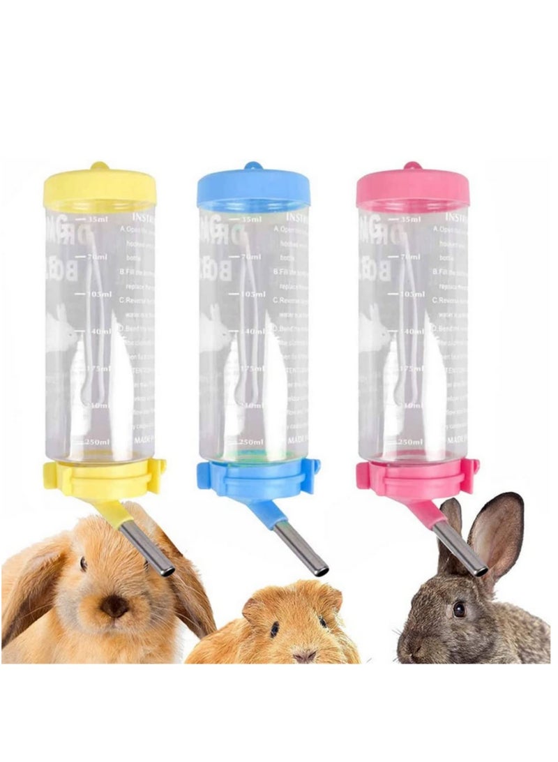 3pcs Drinker Plastic Water Bottle Dispenser Feeder Hanging Pet Rabbit Drinking Head Pipe Fountain 250ml - Image 1