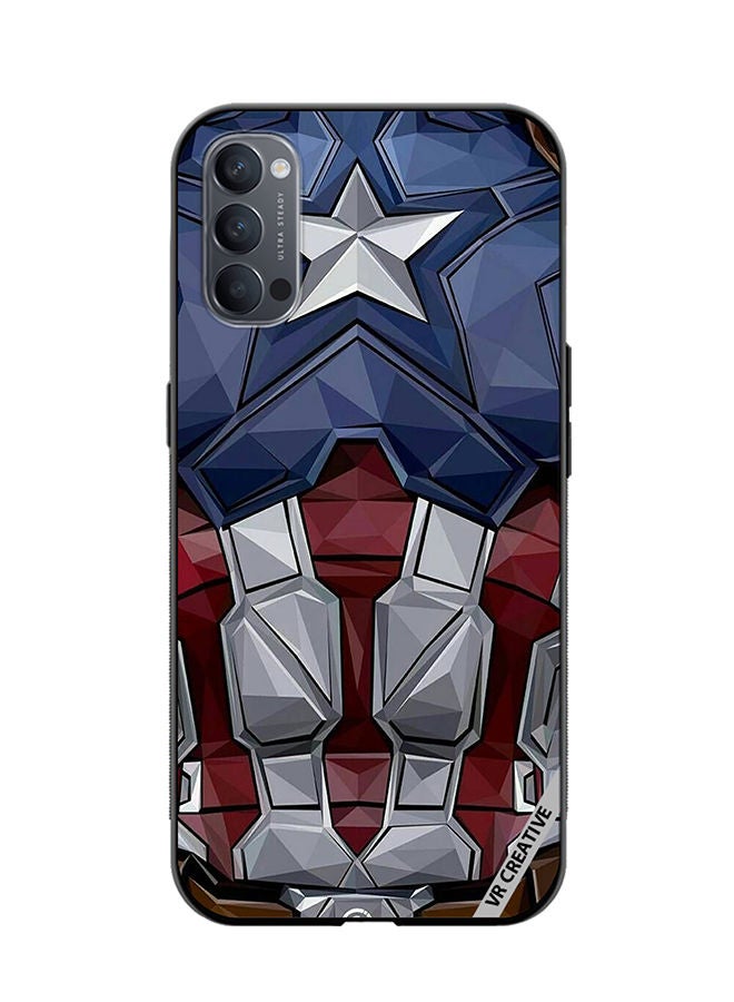 VR CREATIVE Protective Case Cover For Oppo Reno4 Pro 5G Captain America Suit Design Multicolour - Image 1