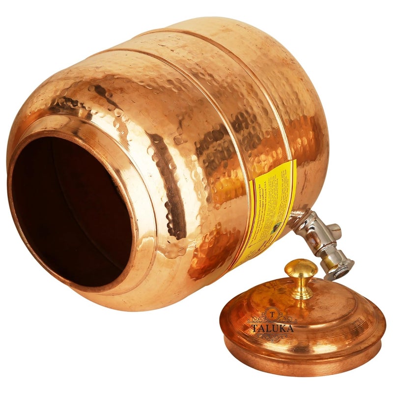 Taluka Taluka 15 X 6Inches Handmade Hammered Pure Copper Water Pot Tank with Tap 16 Liter Capcity for Water Storage in Home Garden Good Health Benefits Yoga  - Image 3