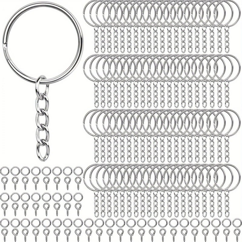 300pcs Iron Keychains Set With Eyelet Pins And Chains For Keyring Handicrafts - Image 1