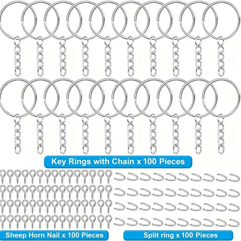 300pcs Iron Keychains Set With Eyelet Pins And Chains For Keyring Handicrafts - Image 3