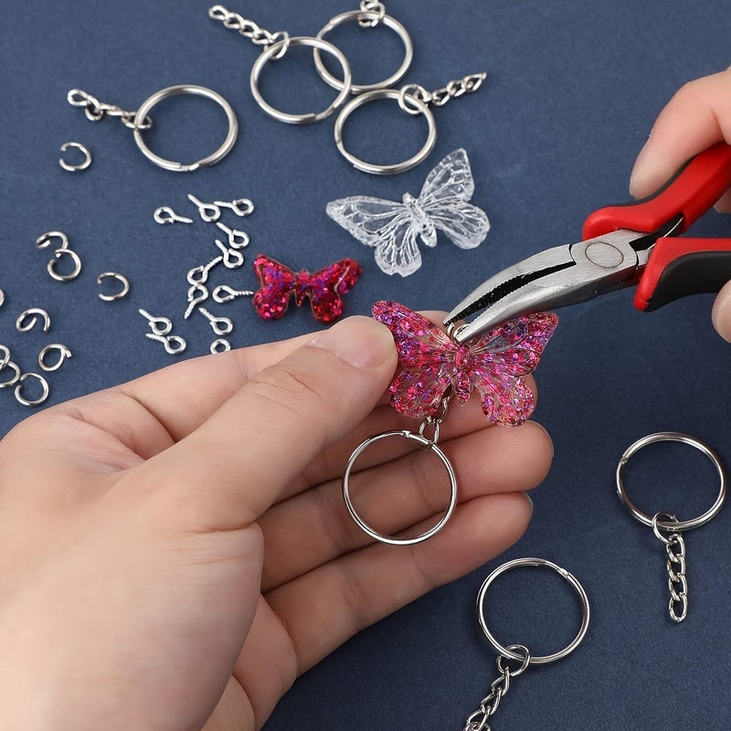 300pcs Iron Keychains Set With Eyelet Pins And Chains For Keyring Handicrafts - Image 2