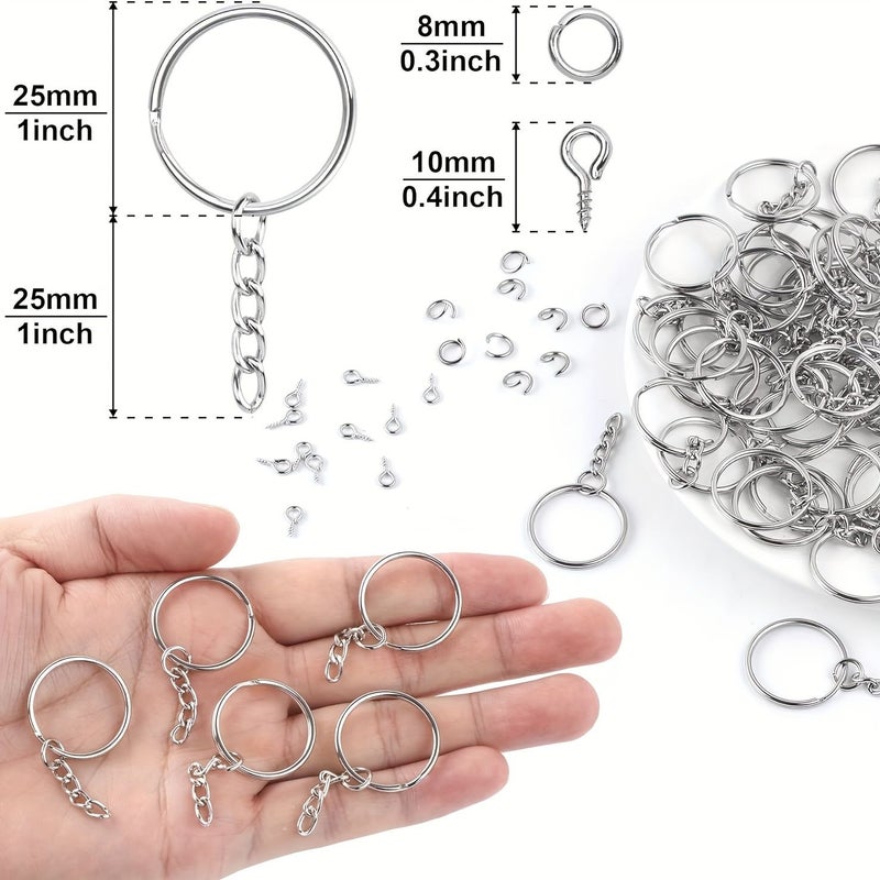 300pcs Iron Keychains Set With Eyelet Pins And Chains For Keyring Handicrafts - Image 4