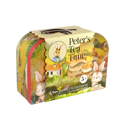 Regal Games Peters Tea Party Set Peter Rabbit Designed Kids Tea Time Set Includes 1 Teapot 4 Cups 4 Saucers 1 Platter Storage Case Ideal Birthday Easter Gift for Ages 5 - Image 5