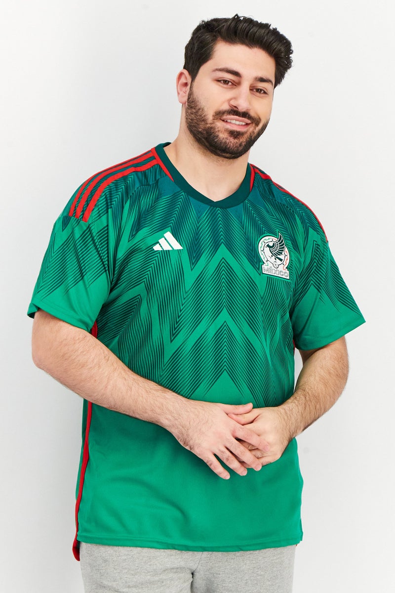 Adidas Men Sportwear Fit Short Sleeves Mexico 22 Home Jersey, Green - Image 1