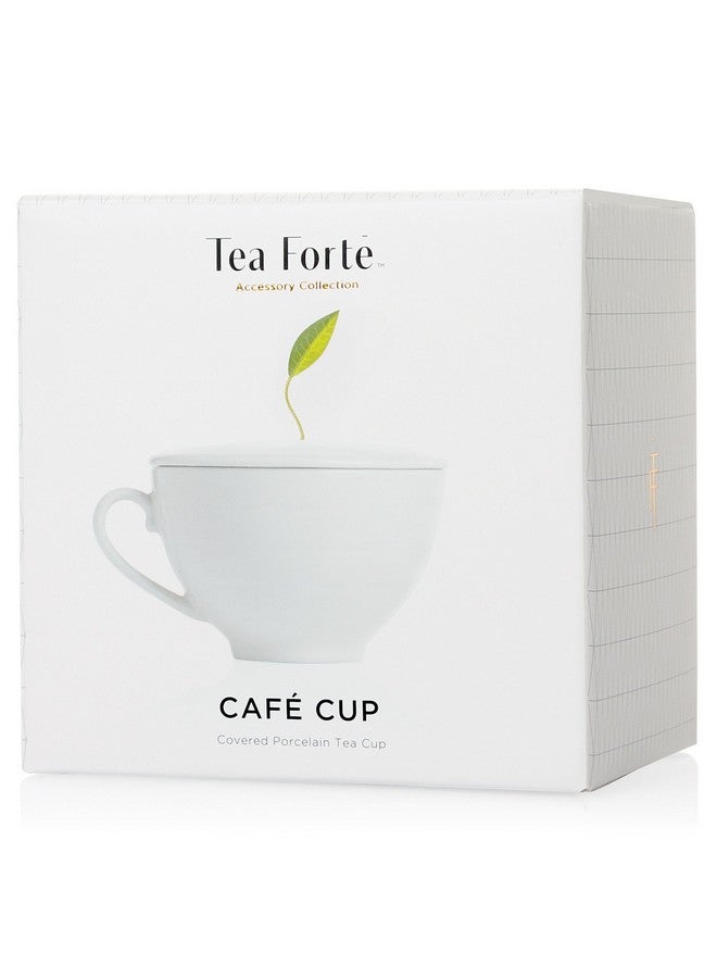 Tea Forte فنجان شاي تيفورتي كافيه أبيض من البورسلين مع غطاء، سعة 8 أونصات، آمن للاستخدام في الميكروويف وغسالة الصحون - Image 2