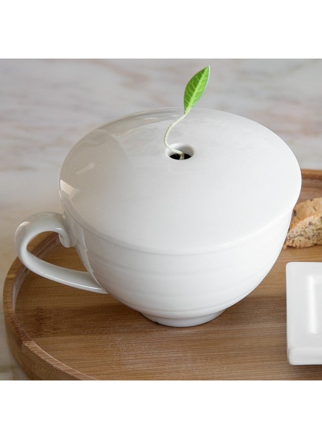 Tea Forte فنجان شاي تيفورتي كافيه أبيض من البورسلين مع غطاء، سعة 8 أونصات، آمن للاستخدام في الميكروويف وغسالة الصحون - Image 5
