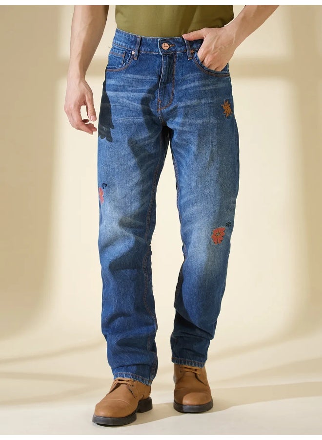 Being Human Mens Mid Tone Slim Straight Fit Denims - Image 1