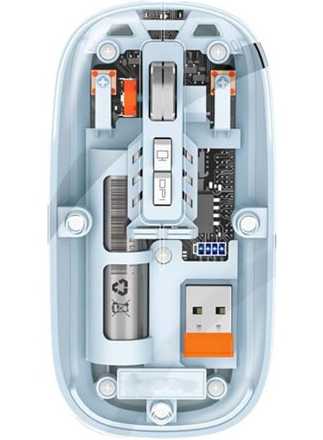 general Wireless Gaming Mouse, Transparent PC Shell Design Adjustable DPI Silent Mouse, Tri-Mode 2.4G/Bluetooth 1/Bluetooth 2 Mouse, Rechargeable Mouse for PC Laptop Tablet - Image 1