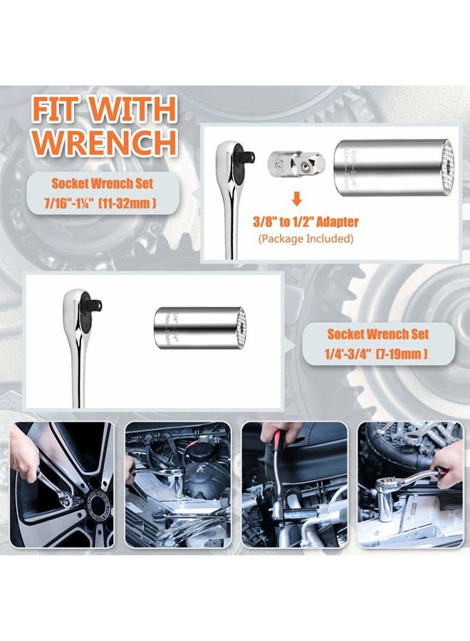 Athlife Universal Socket Wrench Set (11-32mm 7-19mm) Professional Sockets Tools Multi-function Wrench Repair Tool Kit with 3/8 inch Ratchet Wrench & Power Drill Adapter Chrome Vanadium Steel - Image 4