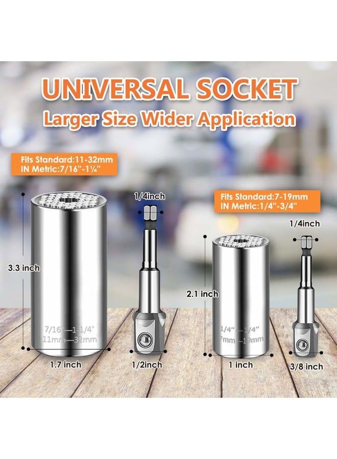 Athlife Universal Socket Wrench Set (11-32mm 7-19mm) Professional Sockets Tools Multi-function Wrench Repair Tool Kit with 3/8 inch Ratchet Wrench & Power Drill Adapter Chrome Vanadium Steel - Image 2