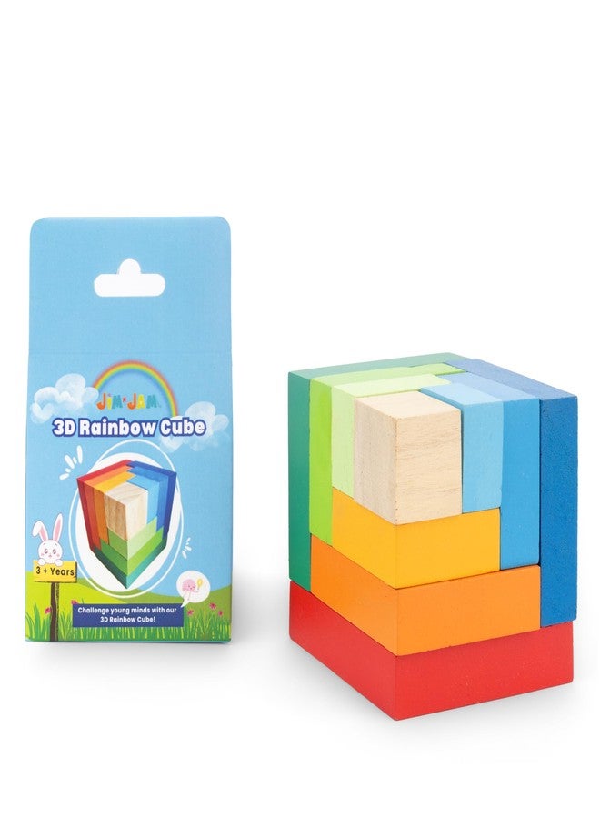 Jim N Jam wooden rainbow blocks | 10 wooden blocks for 3+ years to be assembled to create a cube | Offers to enhance spatial reasoning and analytical skills| Provides for open-ended play opportunities - Image 2