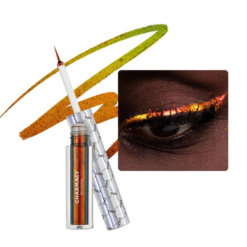 CHARMACY Chameleon Liquid Glitter Eyeliner Highly Pigmented Metallic Intense MultiColor Shifting waterproof Eyeliner UltraFine Tip Longwearing SmudgeproofBROWN GOLD GREEN 901