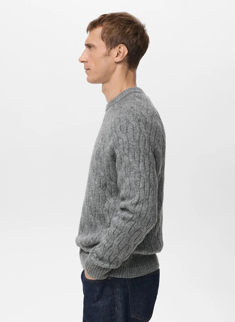 Mango Man Cable-knit sweater